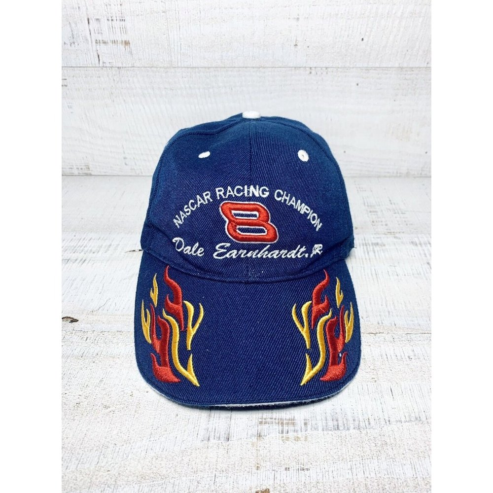 NASCAR Earnhardt Hat Dale Jr Number 8 Embroidered Flame Hook & Loop Adjustable